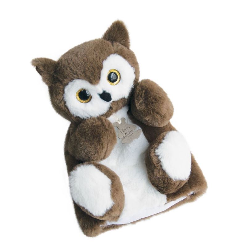  douce marionnette chouette marron blanc 25 cm 